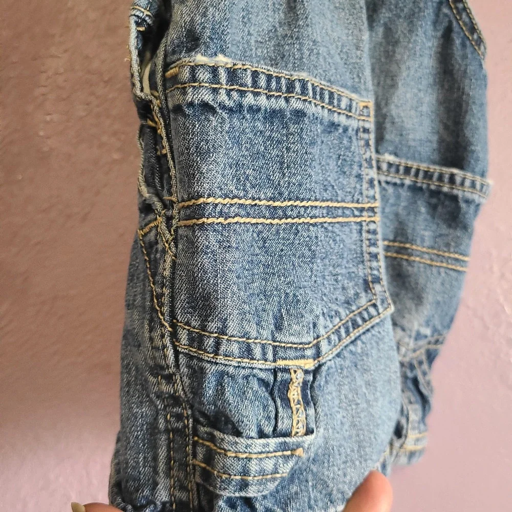 OshKosh Bgosh Shortalls Kids 9M Blue Denim Carpenter Vestbak Adjustable Straps